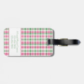 Preppy Pink and Green Plaid Monogram ラゲッジタグ (裏面横)