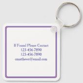 Preppy Pink and Navy Blue Simple Monogram キーホルダー (裏面)