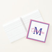 Preppy Pink and Navy Blue Simple Monogram ノートブック (内部)