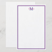 Preppy Pink and Navy Blue Simple Monogram 便箋 (正面/裏面)