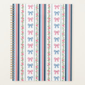 Preppy Pink Blue Coquette Bows Florals Stripes  プランナー手帳 (正面)