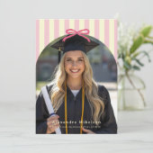 Preppy Pink Bow Arch Photo 案内状 (スタンド正面)