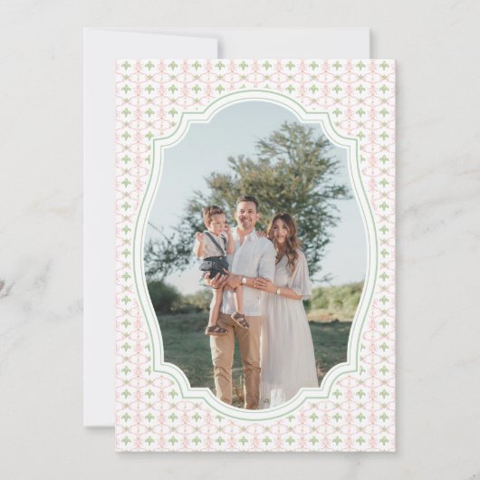 Preppy Pink Bow Christmas Nutcracker 2 Photos  シーズンカード (正面)