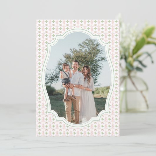 Preppy Pink Bow Christmas Nutcracker 2 Photos  シーズンカード (スタンド正面)