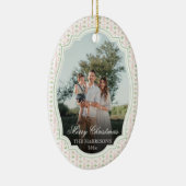 Preppy Pink Bow Christmas Nutcracker 2 Photos セラミックオーナメント (右)