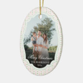 Preppy Pink Bow Christmas Nutcracker 2 Photos セラミックオーナメント (左)