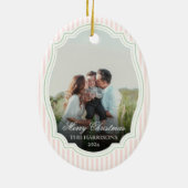 Preppy Pink Bow Christmas Nutcracker 2 Photos セラミックオーナメント (裏面)