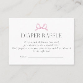 Preppy Pink Bow Diaper Raffle Card   名刺