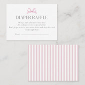 Preppy Pink Bow Diaper Raffle Card   名刺 (正面/裏面)