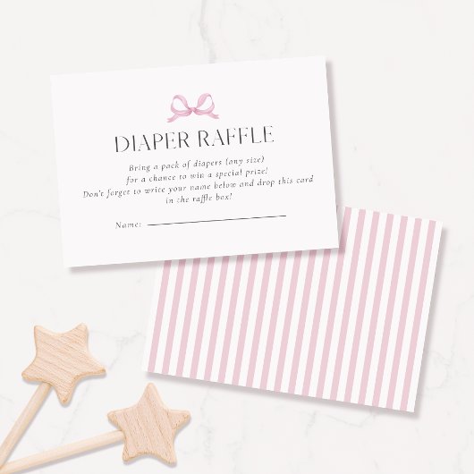 Preppy Pink Bow Diaper Raffle Card 名刺