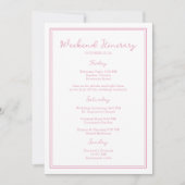 Preppy Pink Chic Wedding Weekend Itinerary Card 招待状 (正面)
