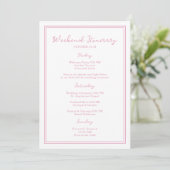 Preppy Pink Chic Wedding Weekend Itinerary Card 招待状 (スタンド正面)