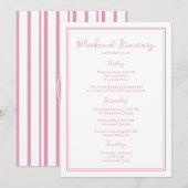 Preppy Pink Chic Wedding Weekend Itinerary Card 招待状 (正面/裏面)