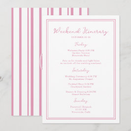 Preppy Pink Chic Wedding Weekend Itinerary Card 招待状