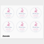 Preppy Pink Chinoiserie Bunny Baby Shower Favor ラウンドシール (シート)
