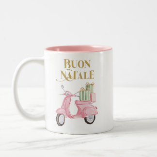 Preppy Pink Christmas Moped Buon Natale Mug ツートーンマグカップ
