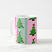 Preppy pink Christmas tree mug コーヒーマグカップ (正面左)
