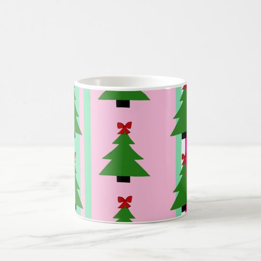 Preppy pink Christmas tree mug コーヒーマグカップ (中央)