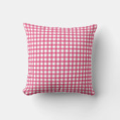 Preppy Pink Gingham Dorm Room Pillow クッション (正面)