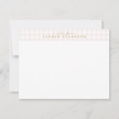 Preppy Pink Gingham Note Card 案内状 (正面)