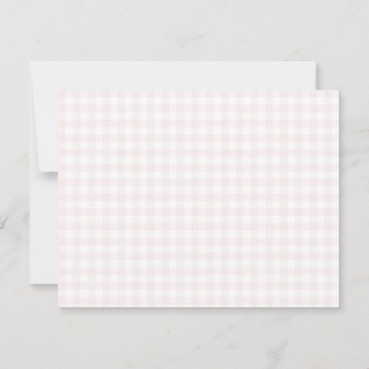 Preppy Pink Gingham Note Card 案内状 (裏面)