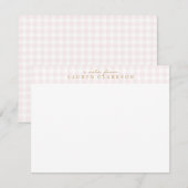 Preppy Pink Gingham Note Card 案内状 (正面/裏面)