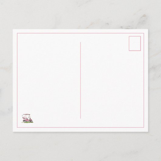 Preppy Pink Golf Cart Monogram ポストカード (裏面)