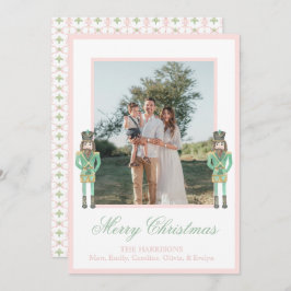 Preppy Pink Green Christmas Nutcracker 2 Photos  シーズンカード