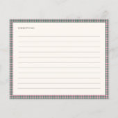 Preppy Pink Green Gingham Shower Recipe Card (裏面)
