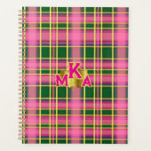 Preppy Pink & Green Plaid | Monogrammed Planner プランナー手帳 (正面)