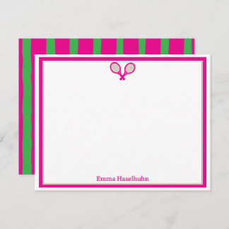 Preppy Pink & Green Tennis Flat Card Stationary サンキューカード