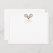 Preppy Pink & Green Tennis rackets  サンキューカード (正面/裏面)