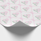 Preppy Pink Hydrangea with Pink Bow Trellis ラッピングペーパー (角)