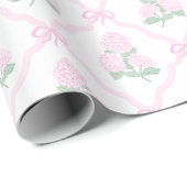 Preppy Pink Hydrangea with Pink Bow Trellis ラッピングペーパー (ロールコーナー)