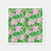 Preppy Pink Lily Floral Chic Garden Party スタンダードカクテルナプキン (正面)