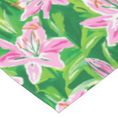 Preppy Pink Lily Floral Greenery Chic Garden Party テーブルクロス (アングル)