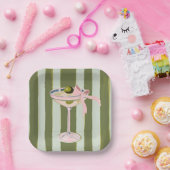Preppy Pink Martini Cocktail Plates ペーパープレート (パーティー)