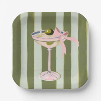 Preppy Pink Martini Cocktail Plates ペーパープレート