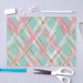 Preppy Pink Mint Gold Glitter Argyle Pattern 薄葉紙 (クラフト)
