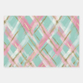 Preppy Pink Mint Gold Glitter Christmas Trees Bows ラッピングペーパーシート (正面)