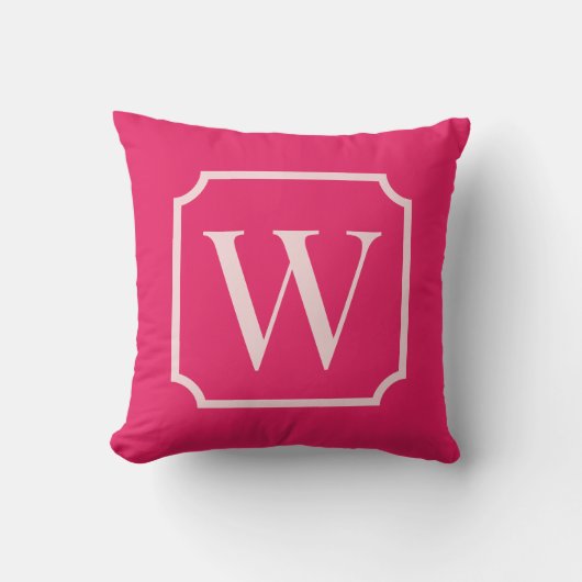Preppy Pink Monogram Dorm Room Pillow  クッション (正面)