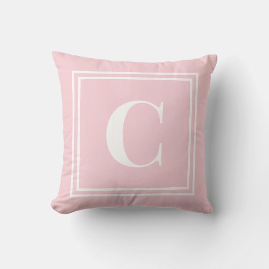 Preppy Pink Monogram Dorm Room Pillow – Classic クッション (正面)