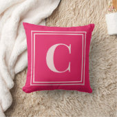 Preppy Pink Monogram Dorm Room Pillow – Classic クッション (ブランケット)
