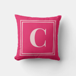 Preppy Pink Monogram Dorm Room Pillow – Classic クッション