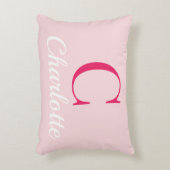 Preppy Pink Monogram Name Dorm Room Pillow  アクセントクッション (正面(垂直))