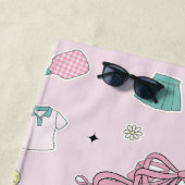 Preppy Pink Monogram Pickleball Gift for Her ビーチタオル (インサイチュ)