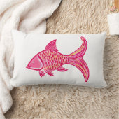 Preppy Pink Orange Fish ランバークッション (ブランケット)
