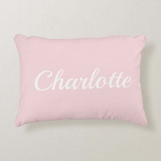 Preppy Pink Personalized Name Dorm Room Pillow アクセントクッション (正面)