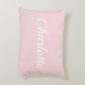 Preppy Pink Personalized Name Dorm Room Pillow アクセントクッション (裏面(縦))