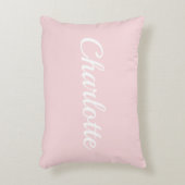 Preppy Pink Personalized Name Dorm Room Pillow アクセントクッション (正面(垂直))